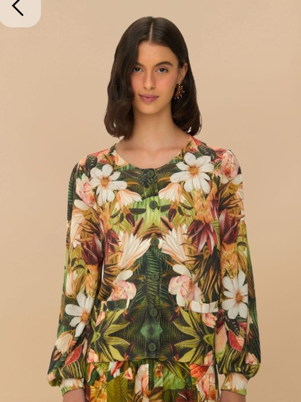 FARM Rio Green Multi Floral Button-Front Cardigan
